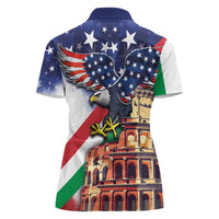 Italian American Heritage Month Women Polo Shirt USA Eagle and The Colosseum with National Flag - Wonder Print Shop