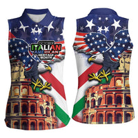 Italian American Heritage Month Women Sleeveless Polo Shirt USA Eagle and The Colosseum with National Flag - Wonder Print Shop