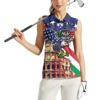 Italian American Heritage Month Women Sleeveless Polo Shirt USA Eagle and The Colosseum with National Flag - Wonder Print Shop