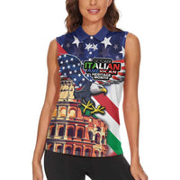 Italian American Heritage Month Women Sleeveless Polo Shirt USA Eagle and The Colosseum with National Flag - Wonder Print Shop