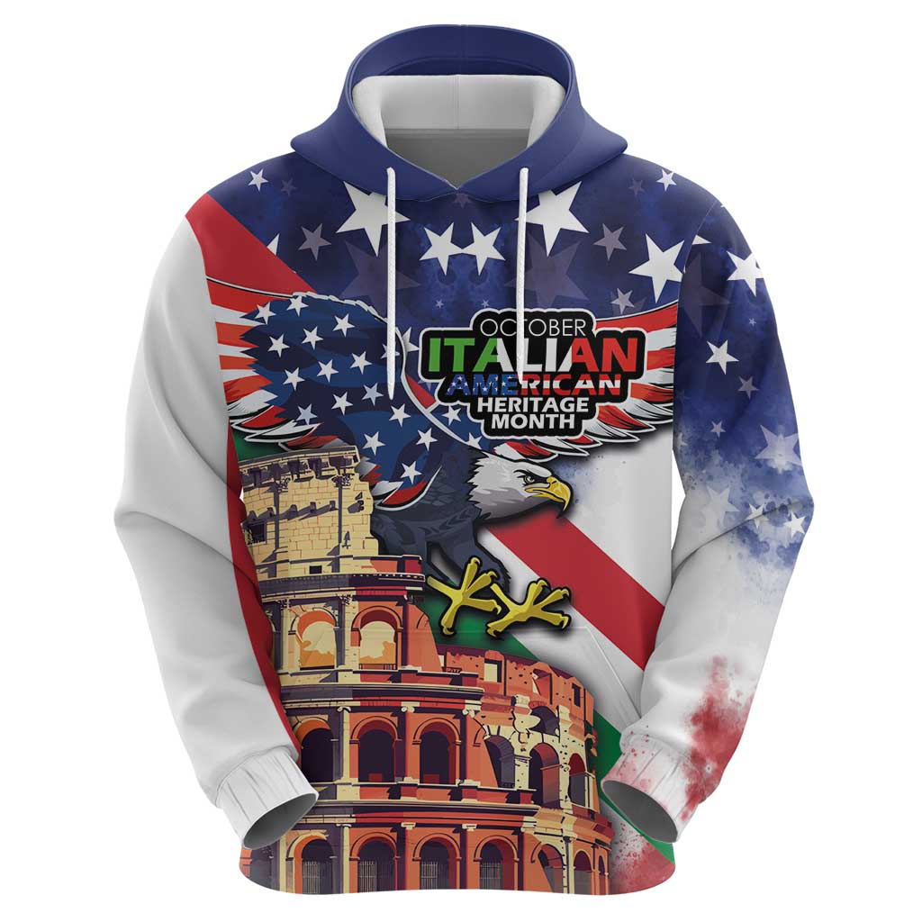 Italian American Heritage Month Zip Hoodie USA Eagle and The Colosseum with National Flag - Wonder Print Shop