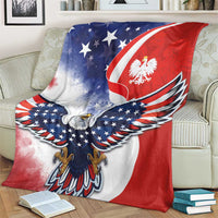 Polish American Heritage Month Blanket USA Eagle and Poland Eagle with National Flag