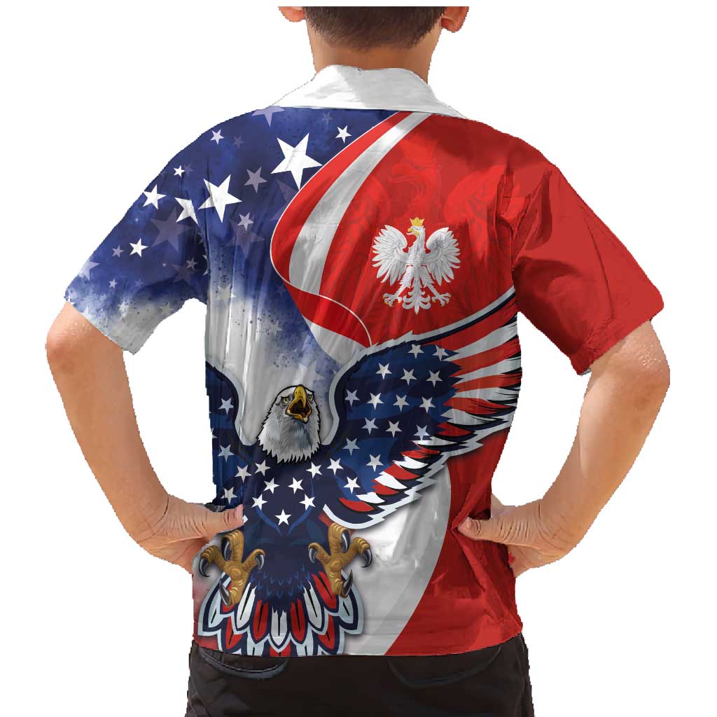Polish American Heritage Month Family Matching Mermaid Dress and Hawaiian Shirt USA Eagle and Poland Eagle with National Flag - Wonder Print Shop