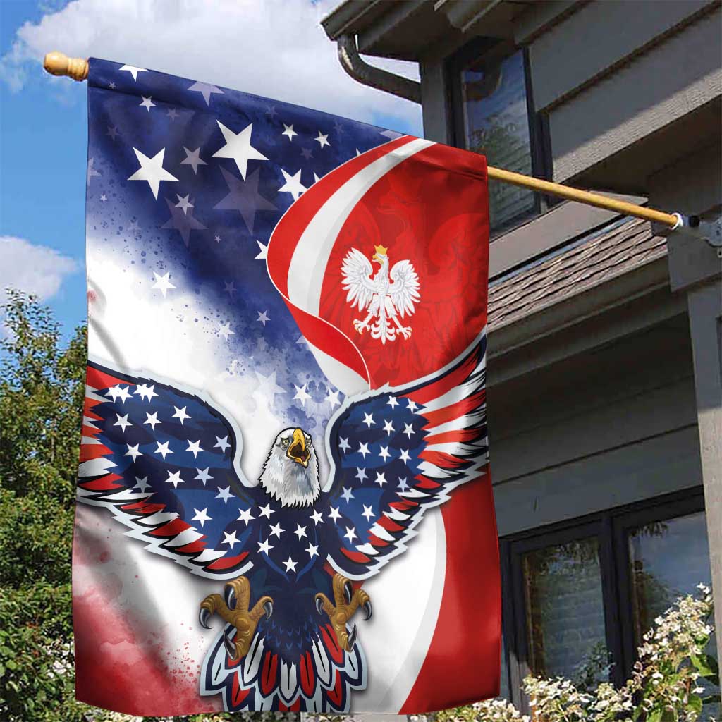 Polish American Heritage Month Garden Flag USA Eagle and Poland Eagle with National Flag - Wonder Print Shop