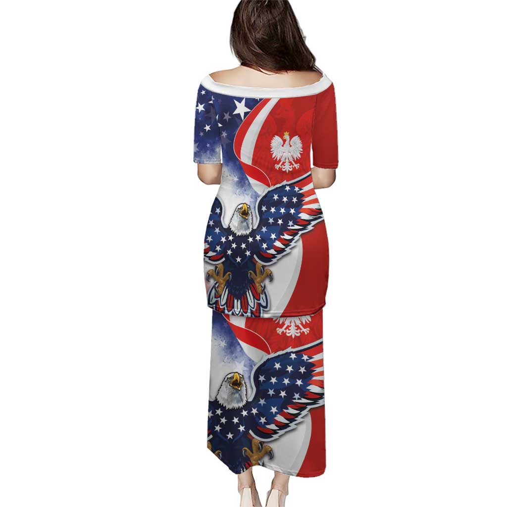 Polish American Heritage Month Puletasi USA Eagle and Poland Eagle with National Flag - Wonder Print Shop