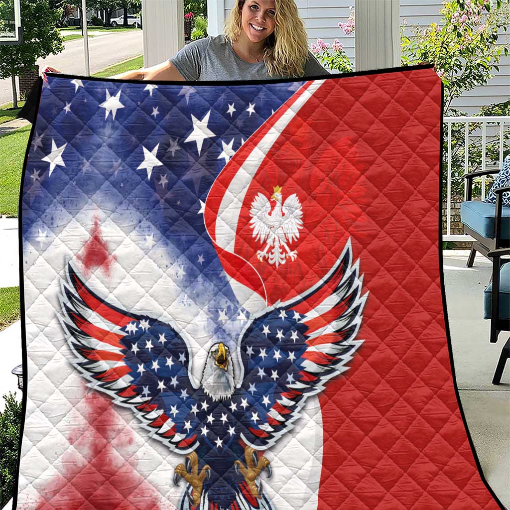 Polish American Heritage Month Quilt USA Eagle and Poland Eagle with National Flag - Wonder Print Shop