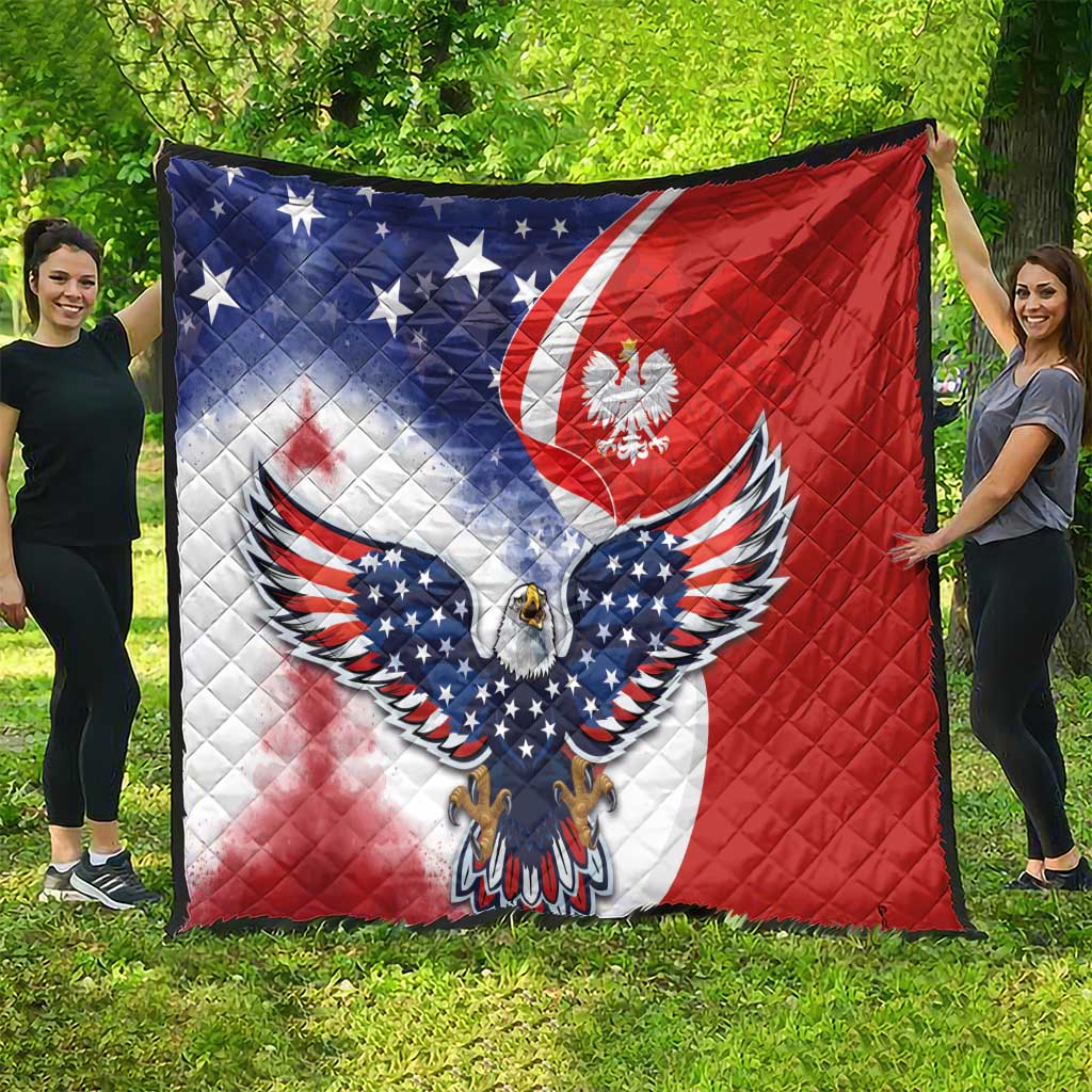 Polish American Heritage Month Quilt USA Eagle and Poland Eagle with National Flag - Wonder Print Shop