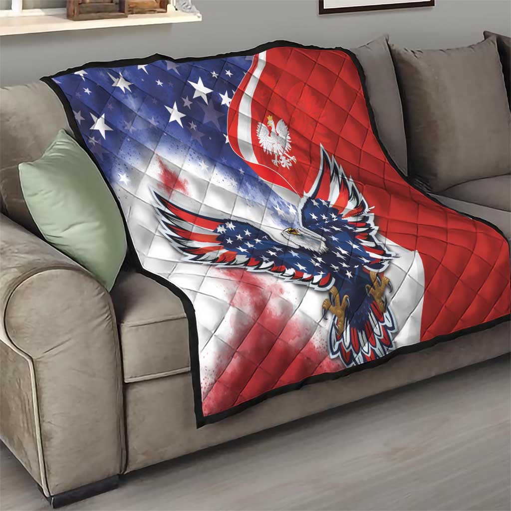 Polish American Heritage Month Quilt USA Eagle and Poland Eagle with National Flag - Wonder Print Shop