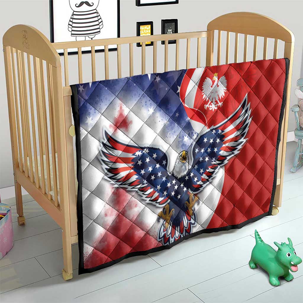 Polish American Heritage Month Quilt USA Eagle and Poland Eagle with National Flag - Wonder Print Shop