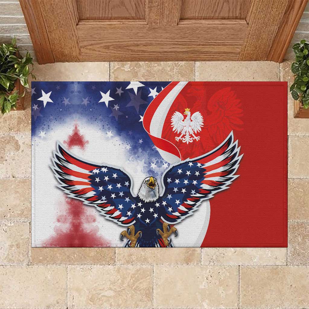 Polish American Heritage Month Rubber Doormat USA Eagle and Poland Eagle with National Flag - Wonder Print Shop