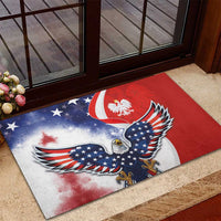Polish American Heritage Month Rubber Doormat USA Eagle and Poland Eagle with National Flag - Wonder Print Shop