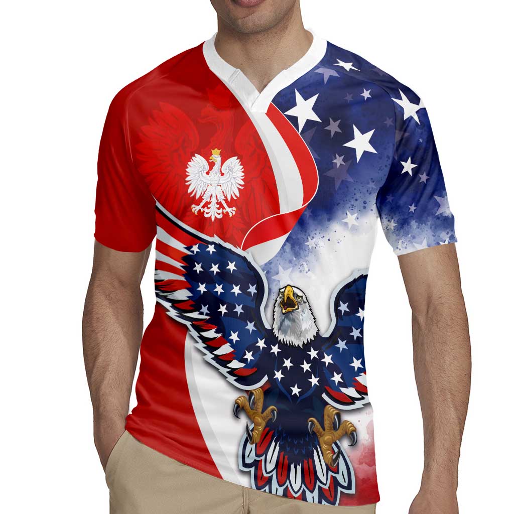 Polish American Heritage Month Rugby Jersey USA Eagle and Poland Eagle with National Flag - Wonder Print Shop