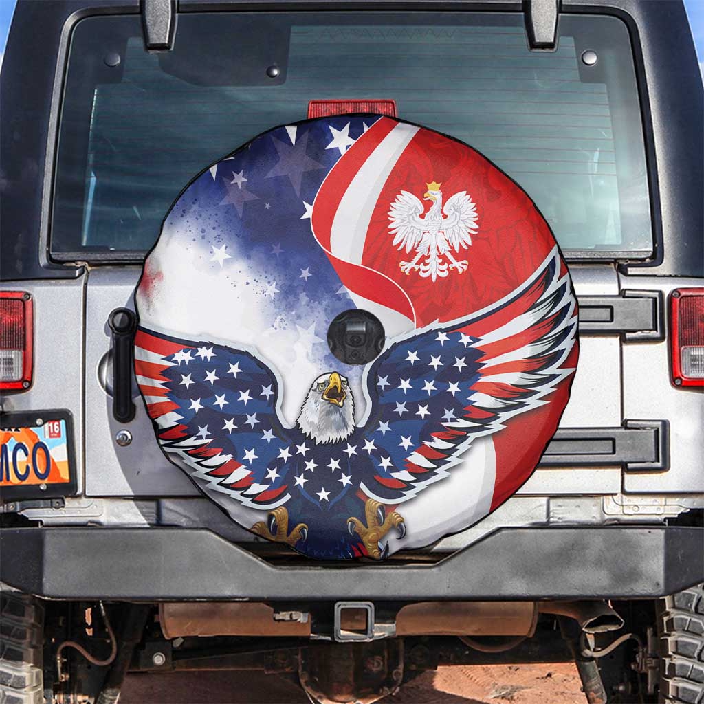 Polish American Heritage Month Spare Tire Cover USA Eagle and Poland Eagle with National Flag - Wonder Print Shop