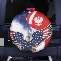 Polish American Heritage Month Spare Tire Cover USA Eagle and Poland Eagle with National Flag - Wonder Print Shop