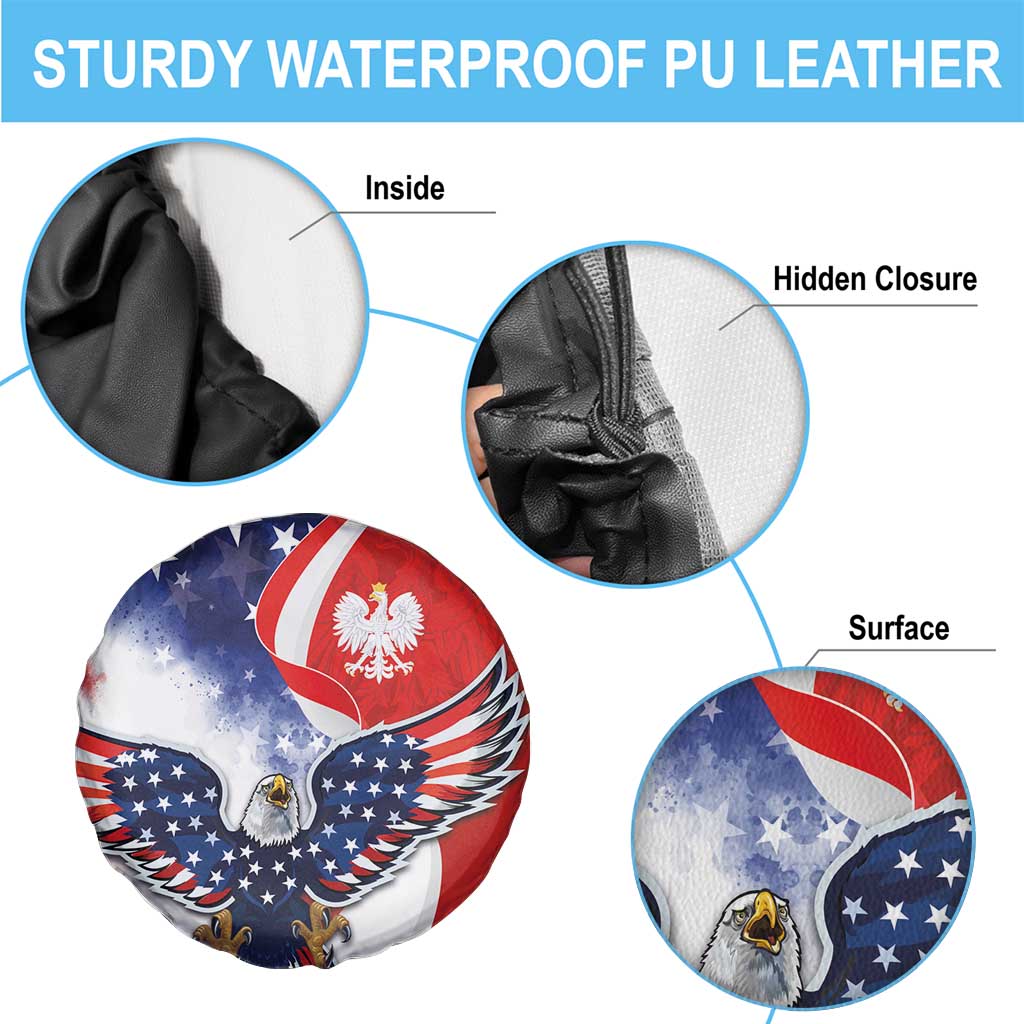 Polish American Heritage Month Spare Tire Cover USA Eagle and Poland Eagle with National Flag - Wonder Print Shop