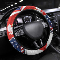 Polish American Heritage Month Steering Wheel Cover USA Eagle and Poland Eagle with National Flag - Wonder Print Shop