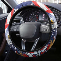 Polish American Heritage Month Steering Wheel Cover USA Eagle and Poland Eagle with National Flag - Wonder Print Shop