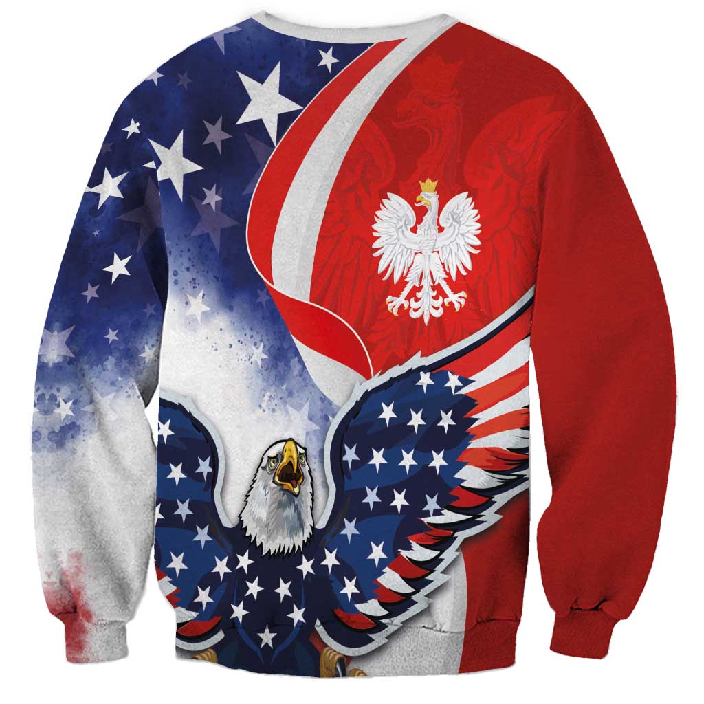 Polish American Heritage Month Sweatshirt USA Eagle and Poland Eagle with National Flag - Wonder Print Shop