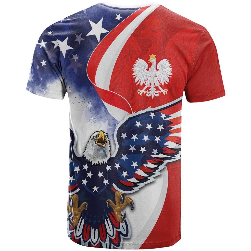 Polish American Heritage Month T Shirt USA Eagle and Poland Eagle with National Flag - Wonder Print Shop