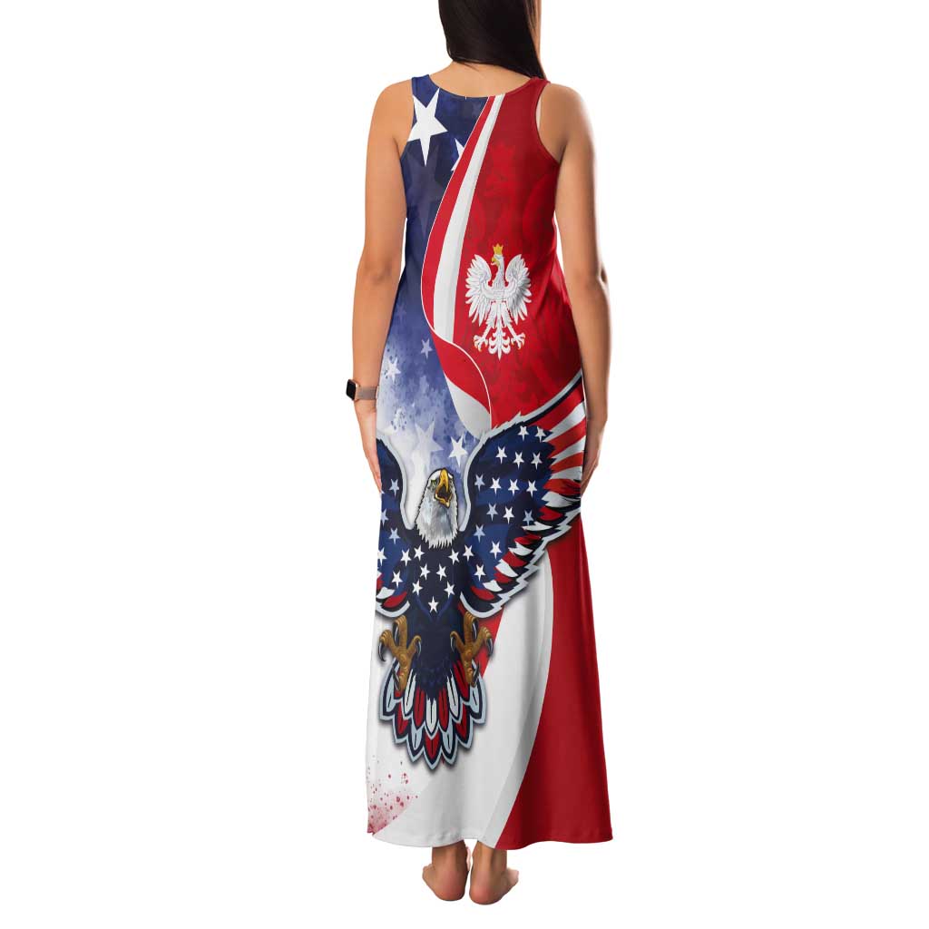 Polish American Heritage Month Tank Maxi Dress USA Eagle and Poland Eagle with National Flag - Wonder Print Shop