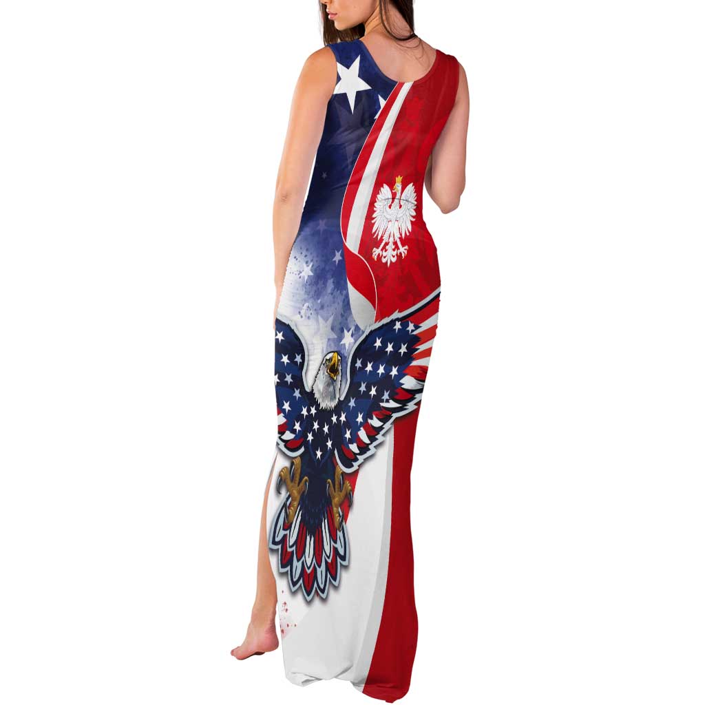Polish American Heritage Month Tank Maxi Dress USA Eagle and Poland Eagle with National Flag - Wonder Print Shop