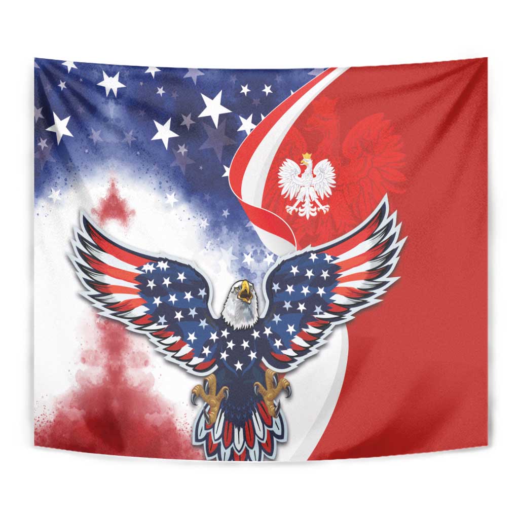 Polish American Heritage Month Tapestry USA Eagle and Poland Eagle with National Flag - Wonder Print Shop