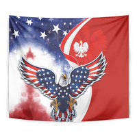 Polish American Heritage Month Tapestry USA Eagle and Poland Eagle with National Flag - Wonder Print Shop