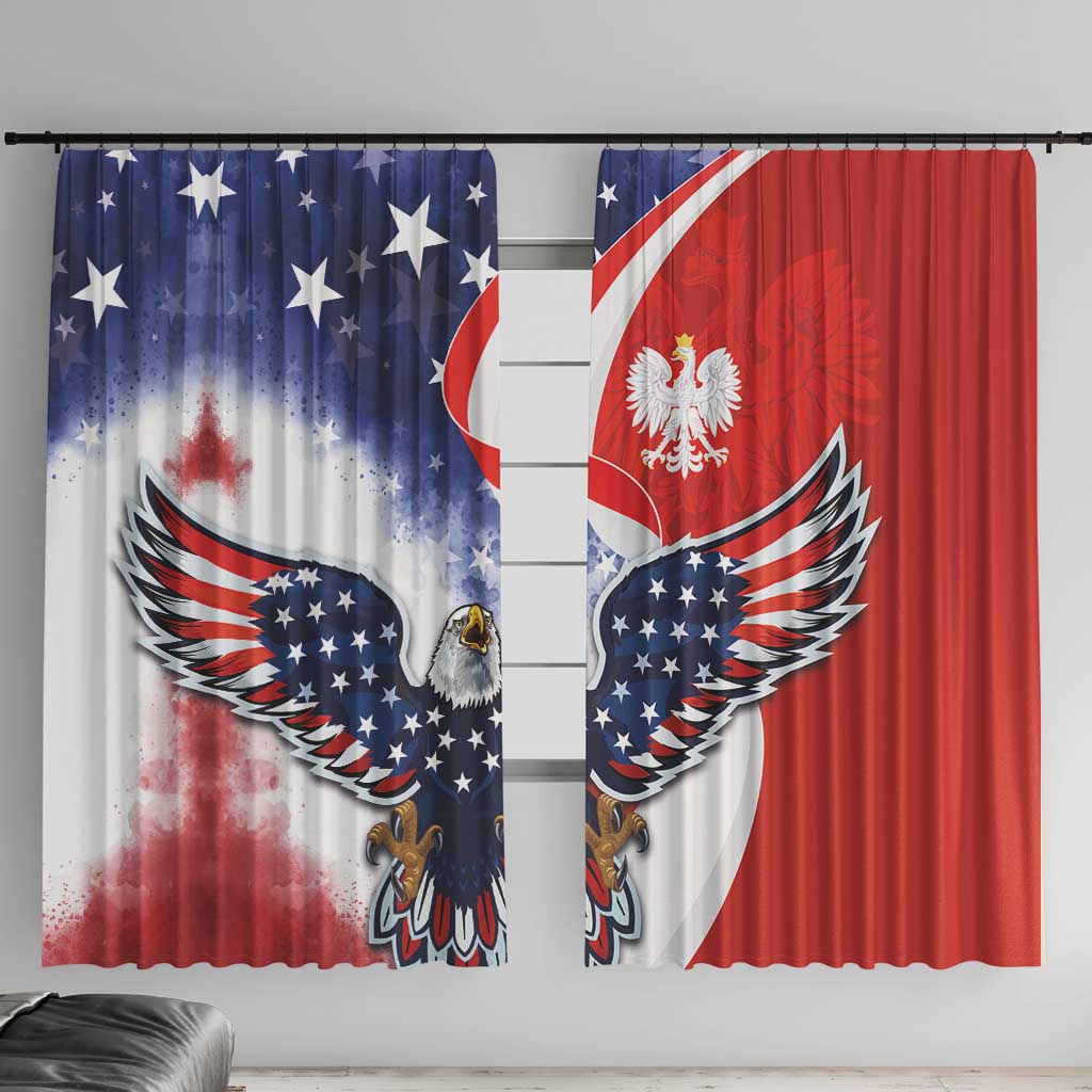 Polish American Heritage Month Window Curtain USA Eagle and Poland Eagle with National Flag - Wonder Print Shop