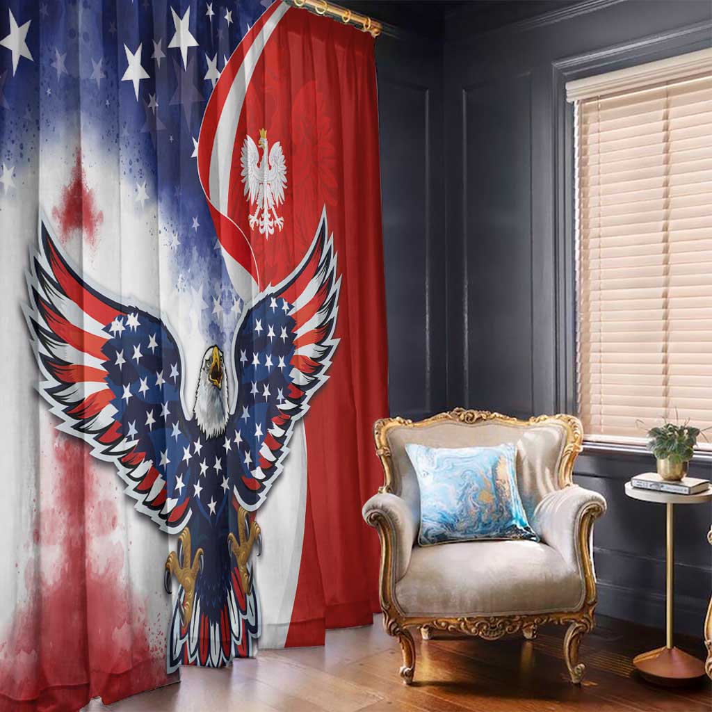 Polish American Heritage Month Window Curtain USA Eagle and Poland Eagle with National Flag - Wonder Print Shop