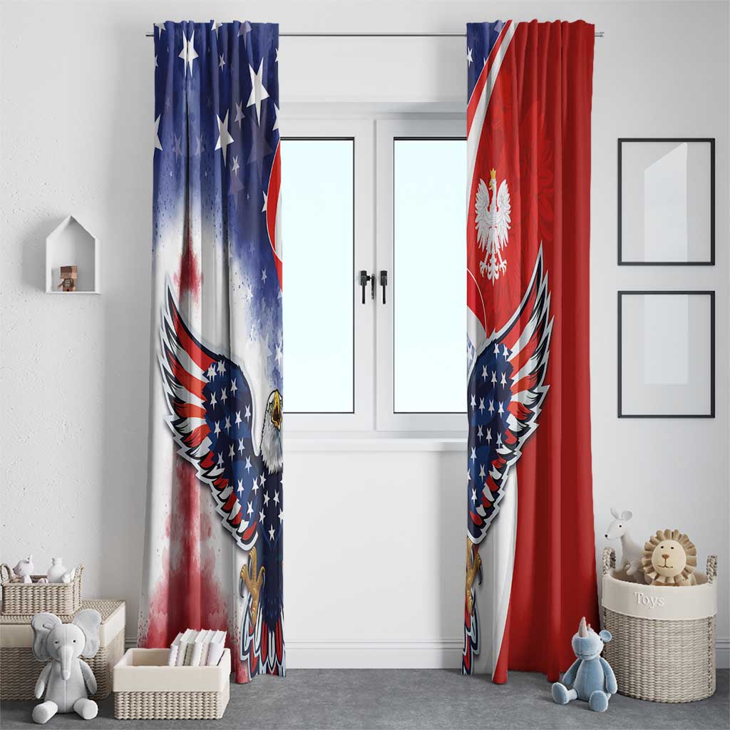Polish American Heritage Month Window Curtain USA Eagle and Poland Eagle with National Flag - Wonder Print Shop