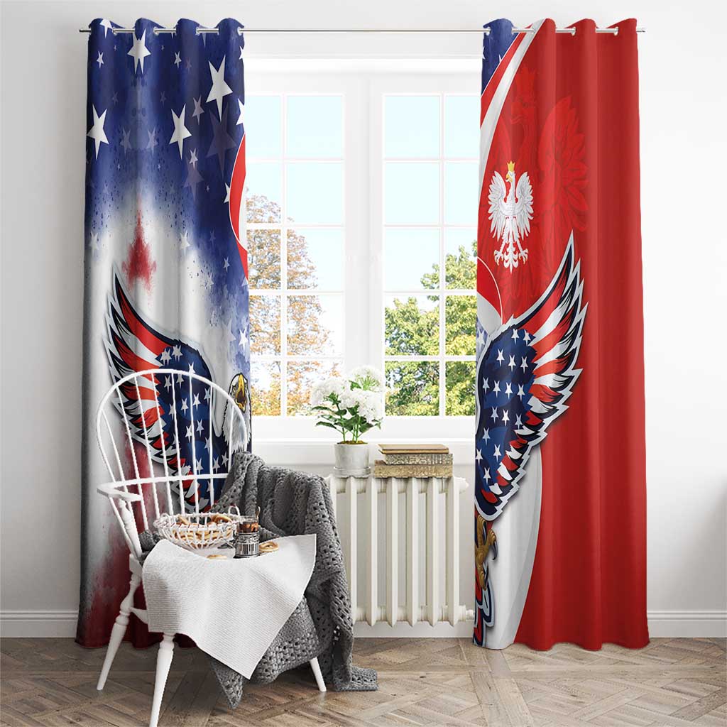 Polish American Heritage Month Window Curtain USA Eagle and Poland Eagle with National Flag - Wonder Print Shop