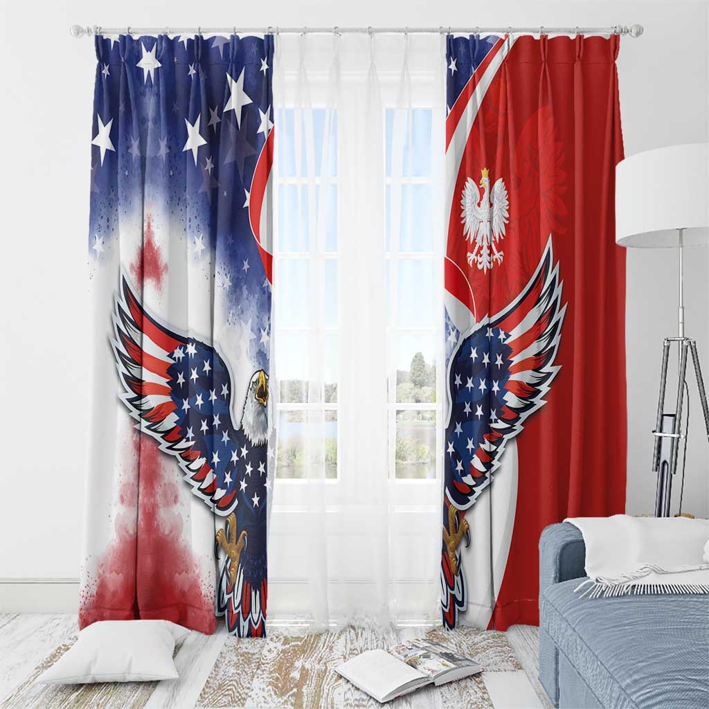 Polish American Heritage Month Window Curtain USA Eagle and Poland Eagle with National Flag - Wonder Print Shop