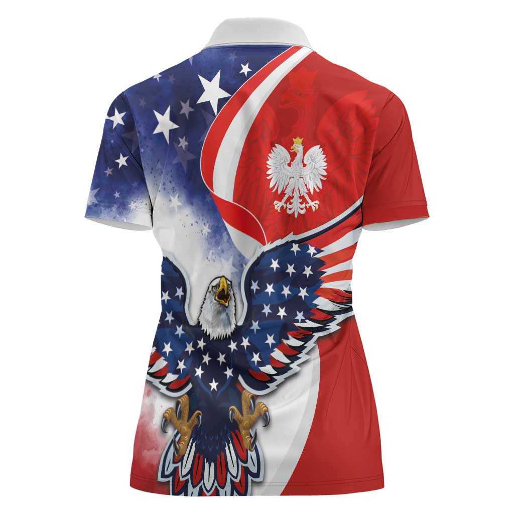 Polish American Heritage Month Women Polo Shirt USA Eagle and Poland Eagle with National Flag - Wonder Print Shop
