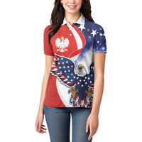 Polish American Heritage Month Women Polo Shirt USA Eagle and Poland Eagle with National Flag - Wonder Print Shop