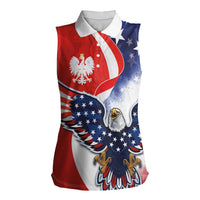 Polish American Heritage Month Women Sleeveless Polo Shirt USA Eagle and Poland Eagle with National Flag - Wonder Print Shop