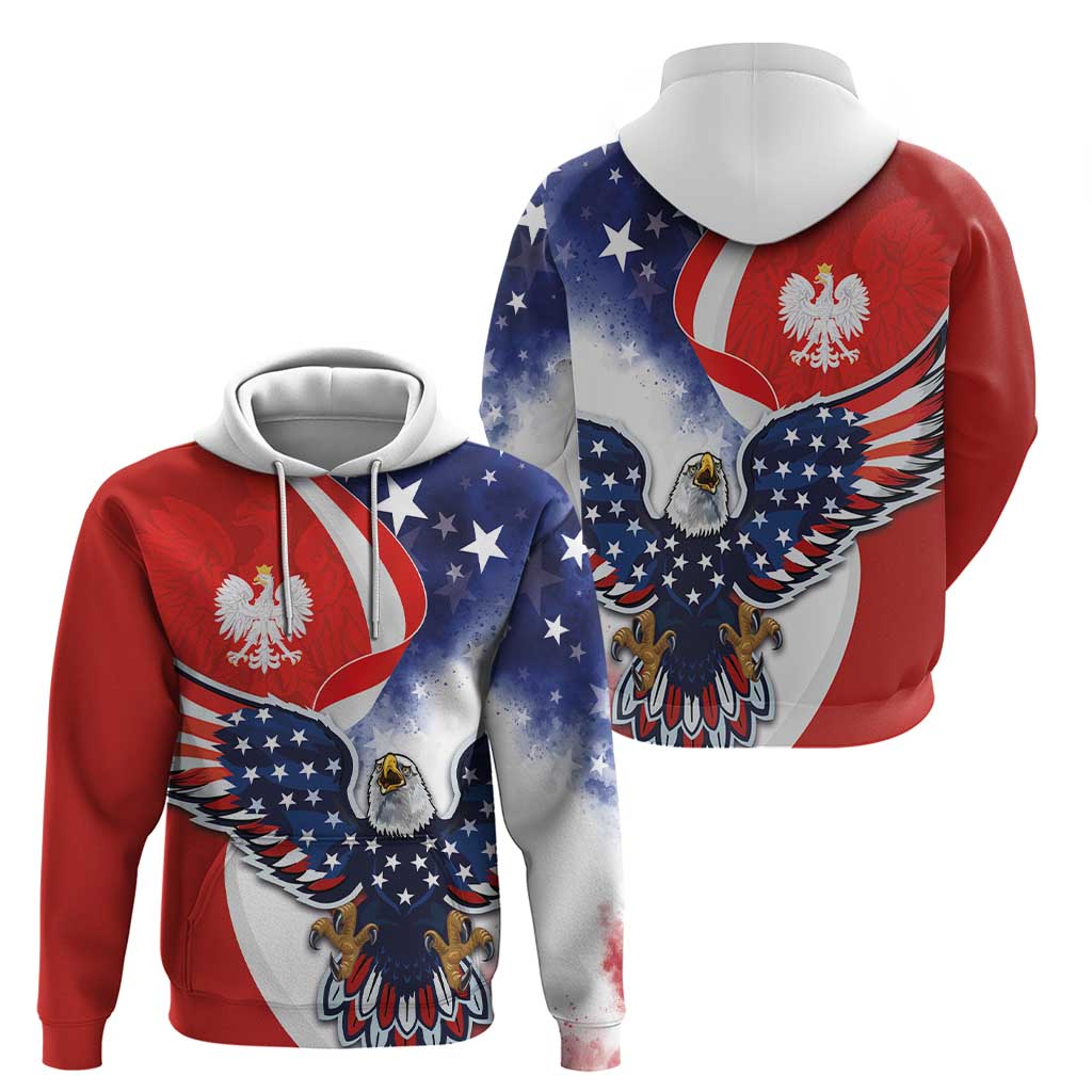 Polish American Heritage Month Zip Hoodie USA Eagle and Poland Eagle with National Flag - Wonder Print Shop
