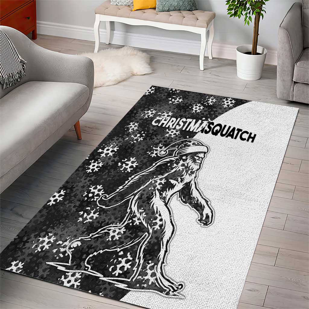 Funny Christmasquatch Camouflage of Snowflakes Area Rug - Wonder Print Shop