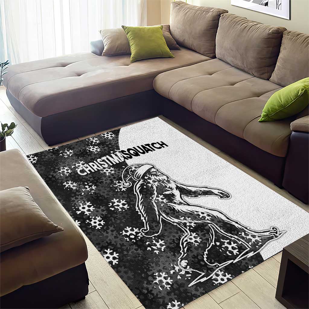 Funny Christmasquatch Camouflage of Snowflakes Area Rug - Wonder Print Shop