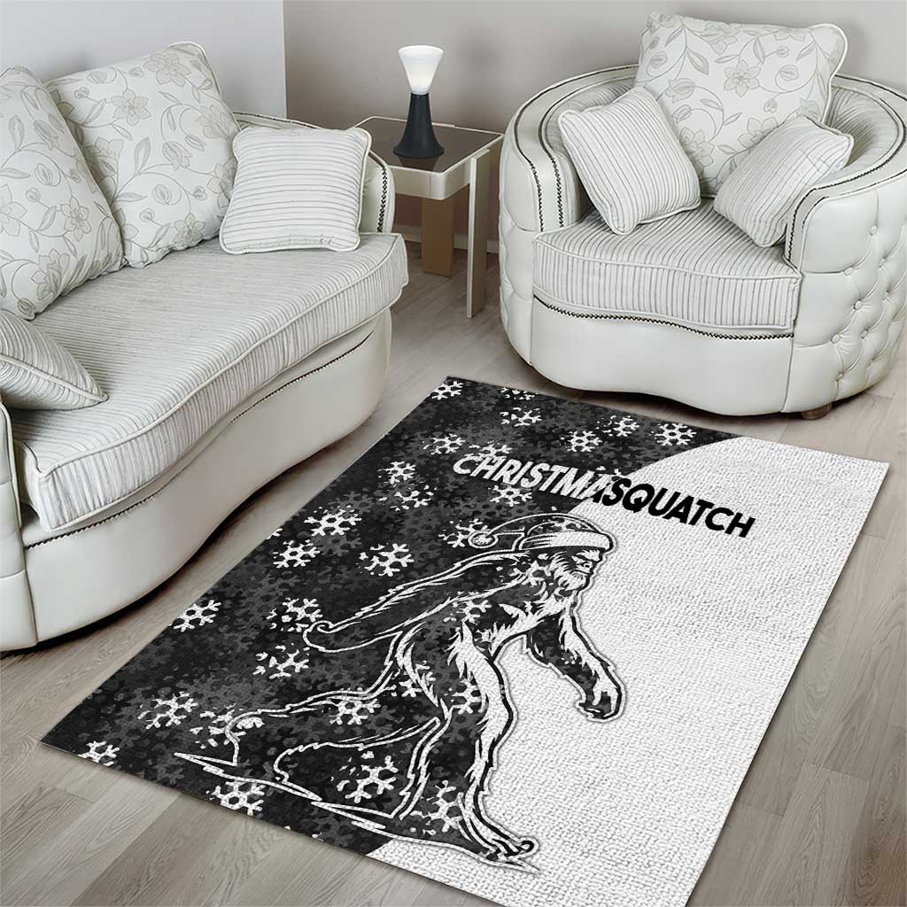 Funny Christmasquatch Camouflage of Snowflakes Area Rug - Wonder Print Shop