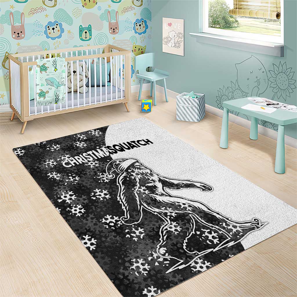 Funny Christmasquatch Camouflage of Snowflakes Area Rug - Wonder Print Shop