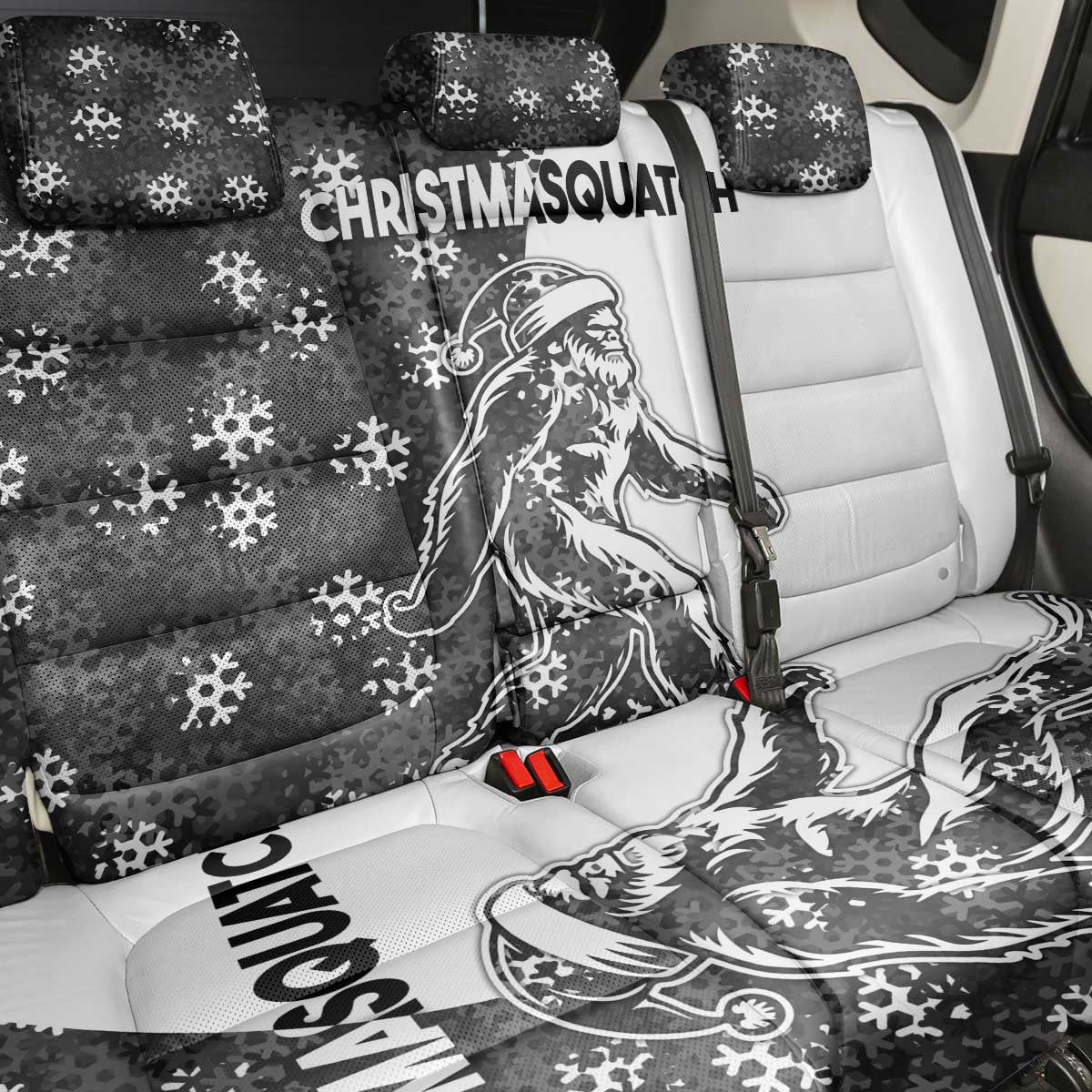 Funny Christmasquatch Camouflage of Snowflakes Back Car Seat Cover - Wonder Print Shop