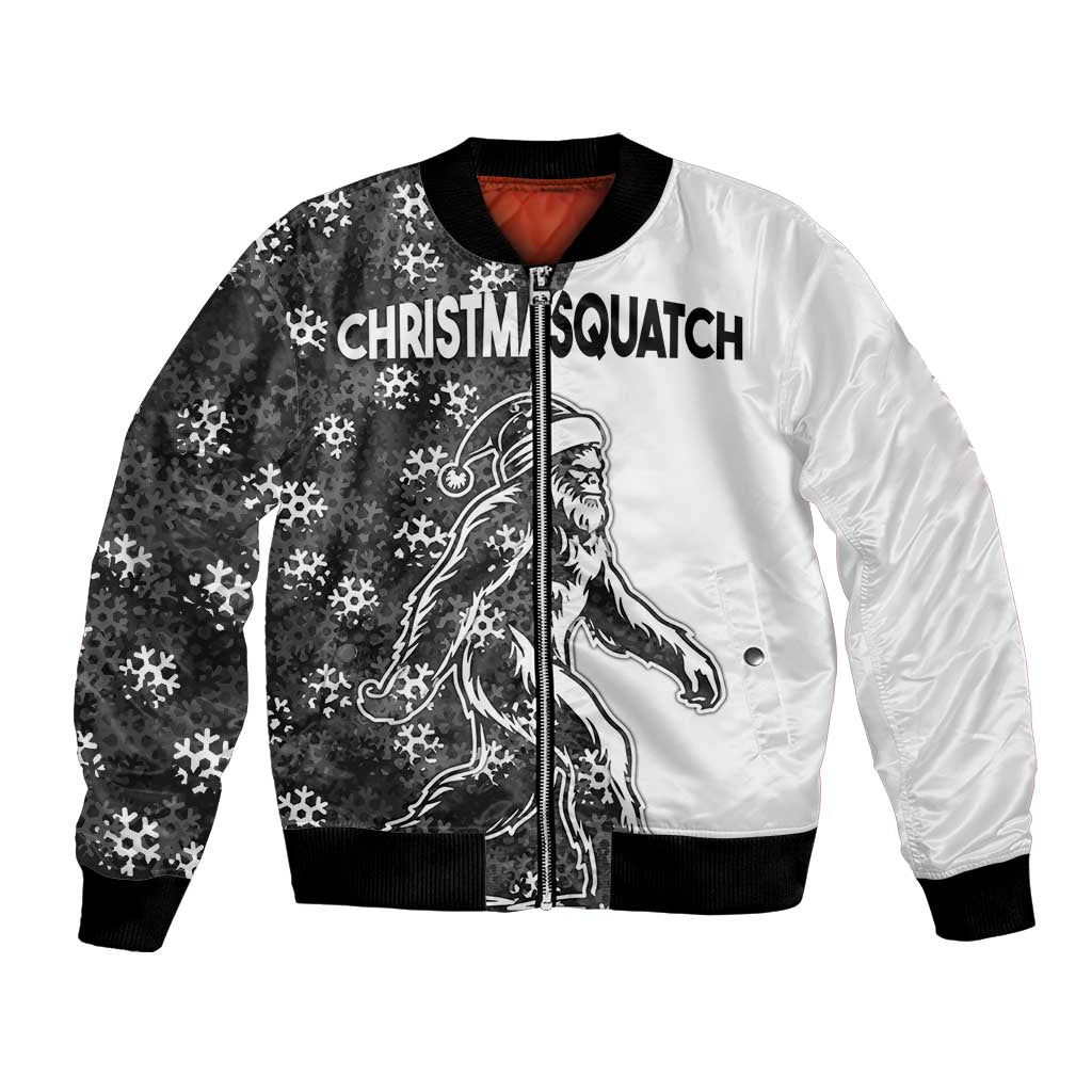 Funny Christmasquatch Camouflage of Snowflakes Bomber Jacket - Wonder Print Shop