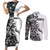 Funny Christmasquatch Camouflage of Snowflakes Couples Matching Short Sleeve Bodycon Dress and Long Sleeve Button Shirt - Wonder Print Shop