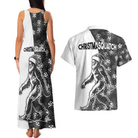 Funny Christmasquatch Camouflage of Snowflakes Couples Matching Tank Maxi Dress and Hawaiian Shirt - Wonder Print Shop