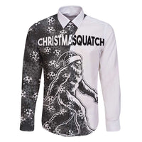 Funny Christmasquatch Camouflage of Snowflakes Family Matching Long Sleeve Bodycon Dress and Hawaiian Shirt - Wonder Print Shop