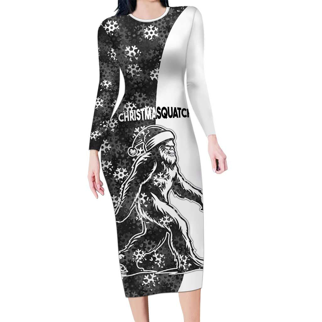 Funny Christmasquatch Camouflage of Snowflakes Family Matching Long Sleeve Bodycon Dress and Hawaiian Shirt - Wonder Print Shop