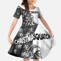 Funny Christmasquatch Camouflage of Snowflakes Family Matching Off The Shoulder Long Sleeve Dress and Hawaiian Shirt - Wonder Print Shop