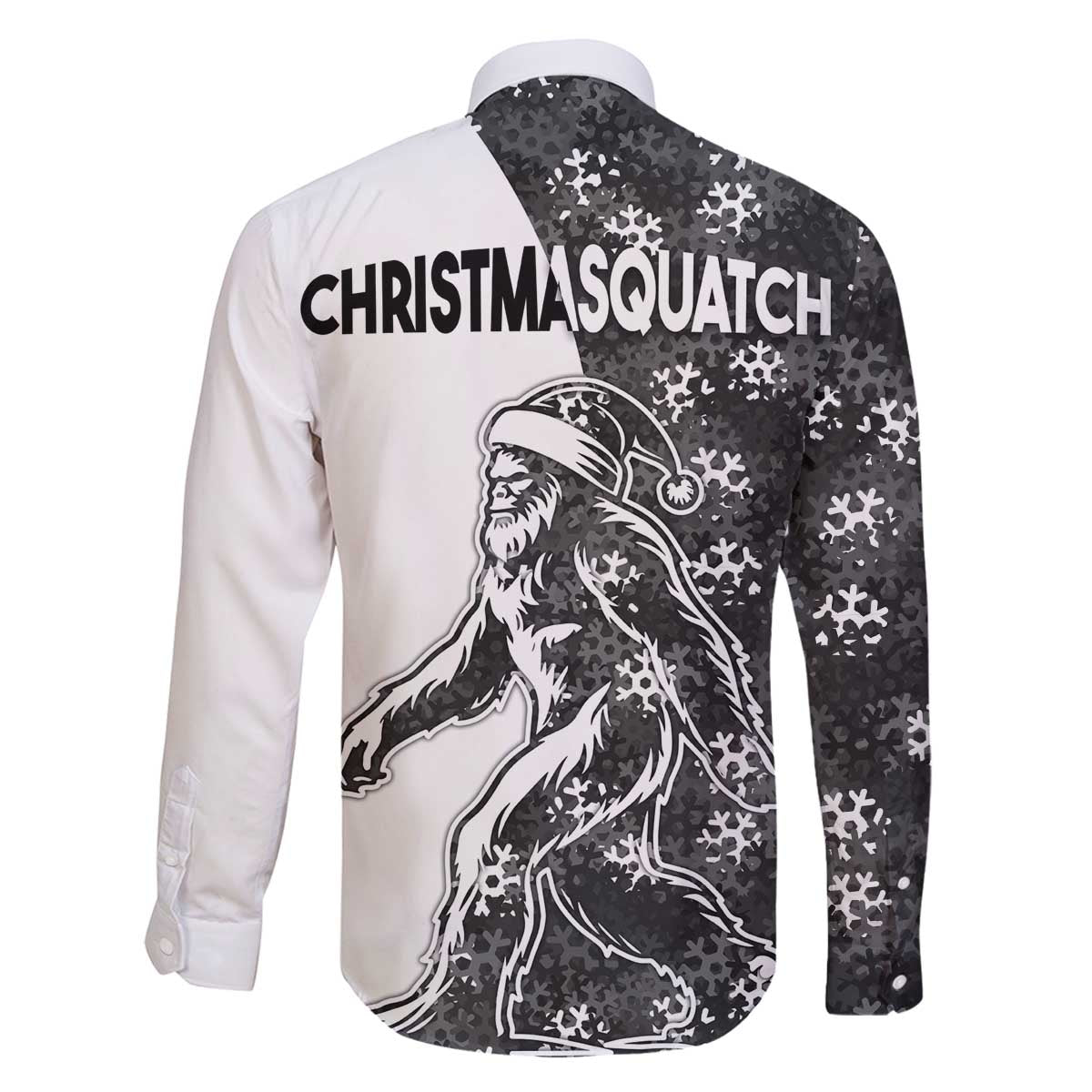 Funny Christmasquatch Camouflage of Snowflakes Family Matching Off The Shoulder Long Sleeve Dress and Hawaiian Shirt - Wonder Print Shop