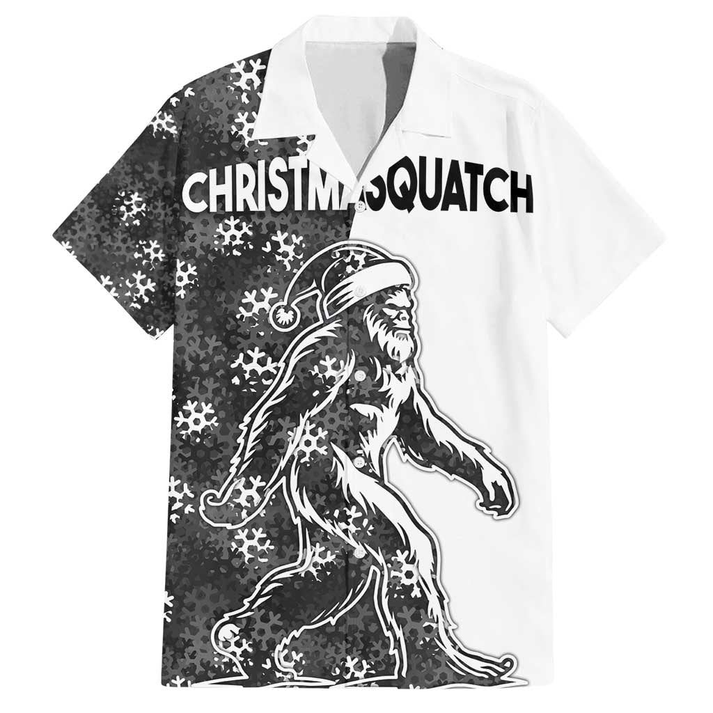 Funny Christmasquatch Camouflage of Snowflakes Family Matching Off Shoulder Maxi Dress and Hawaiian Shirt - Wonder Print Shop