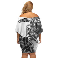 Funny Christmasquatch Camouflage of Snowflakes Family Matching Off Shoulder Short Dress and Hawaiian Shirt - Wonder Print Shop
